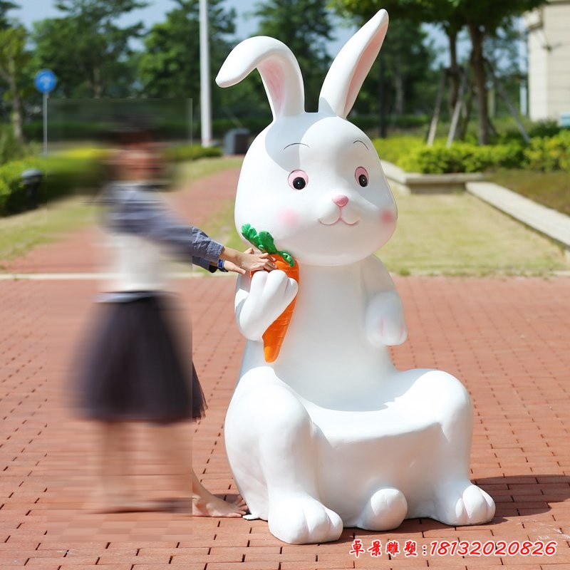 小兔子座椅雕塑,玻璃鋼卡通動物座椅