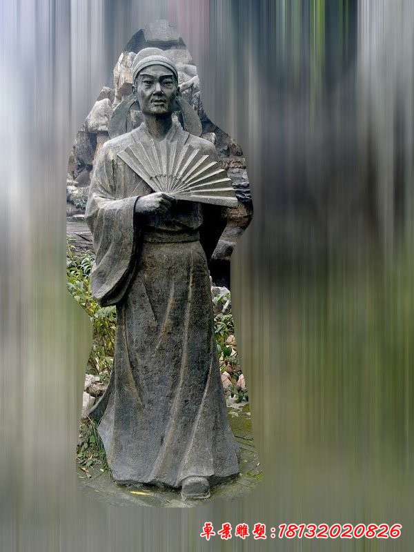 杜甫人物銅雕，公園古代詩(shī)人銅雕