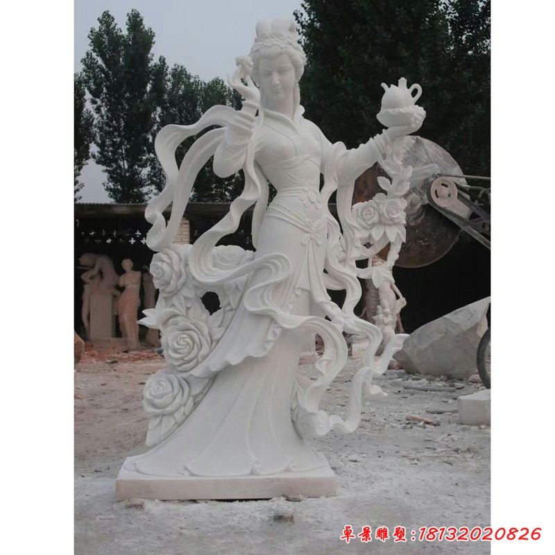 漢白玉仙女雕塑，石雕天女散花
