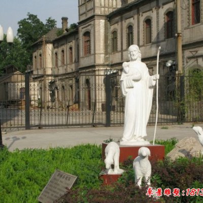 西方宗教人物耶穌善牧石雕