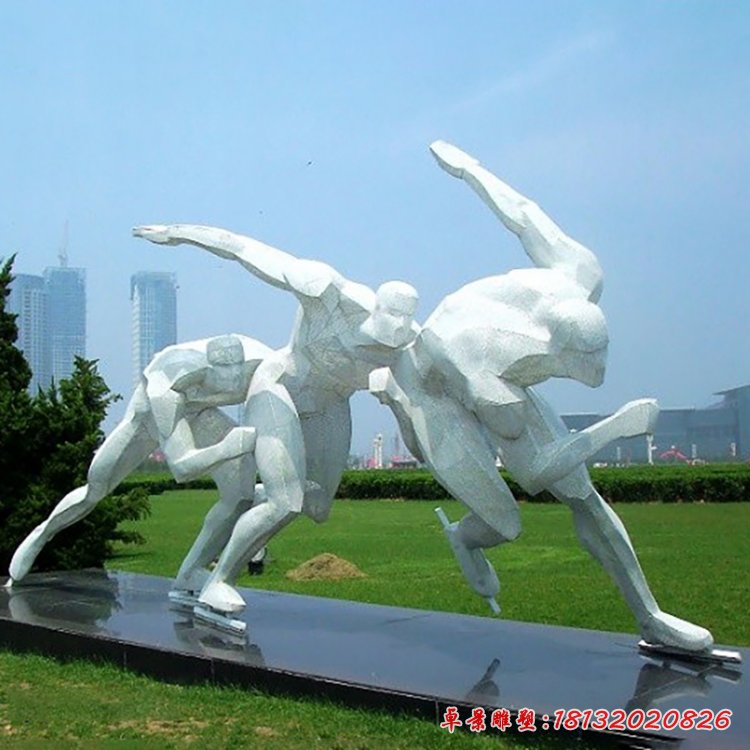 不銹鋼人物雕塑，不銹鋼滑冰雕塑