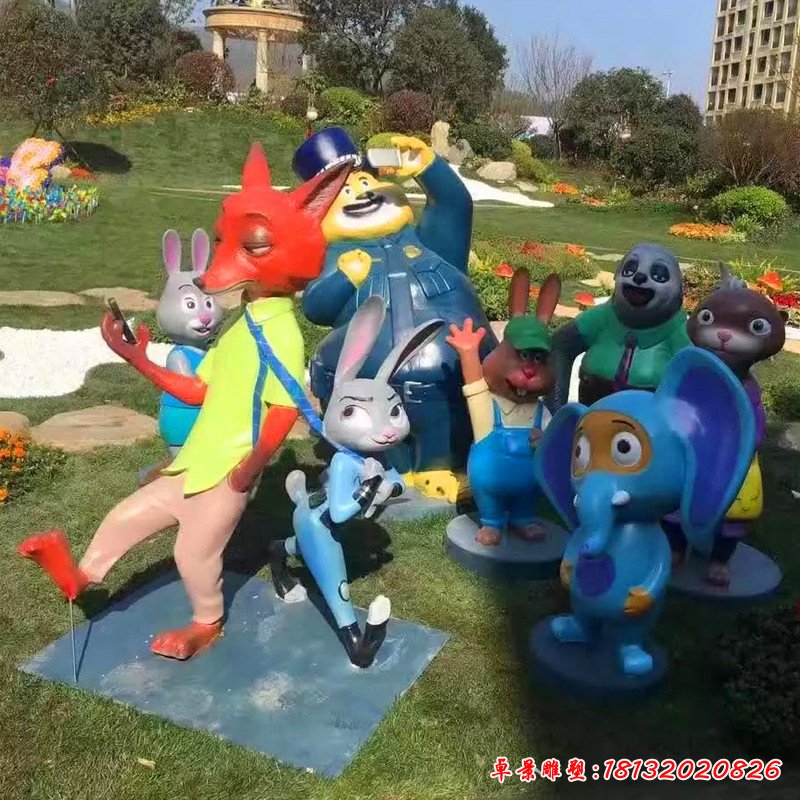 游樂場景觀擺件，玻璃鋼瘋狂動物城雕塑 (2)(1)
